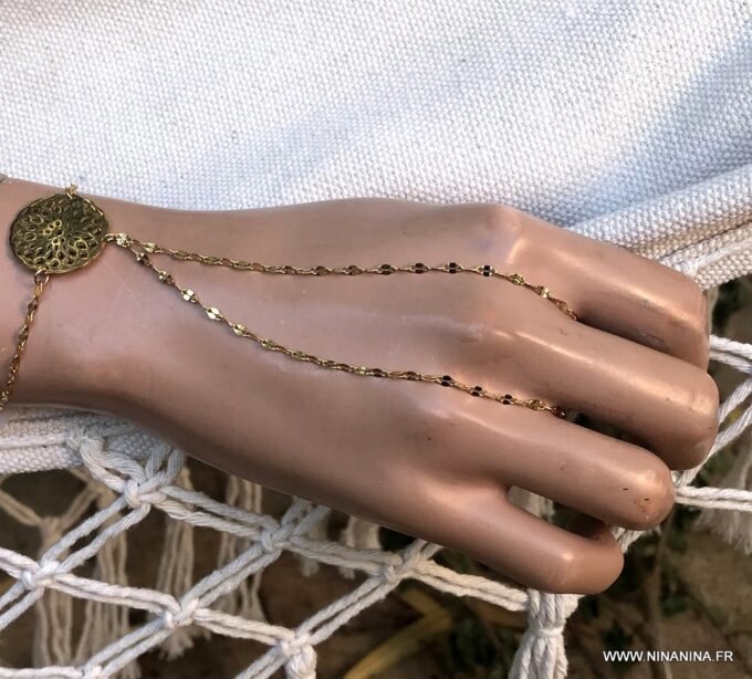 N6729a Bijou bracelet bague femme Acier inoxydable doré plaqué or - Bijoux Bracelets en ligne Ninanina