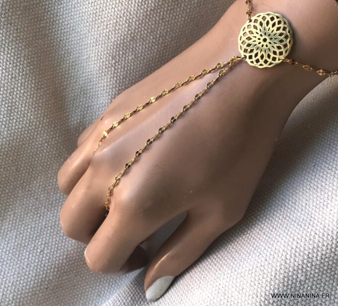 N6729e Bijou bracelet bague femme Acier inoxydable doré plaqué or - Bijoux Bracelets en ligne Ninanina