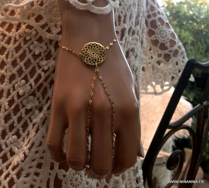 N6729g Bijou bracelet bague femme Acier inoxydable doré plaqué or - Bijoux Bracelets en ligne Ninanina