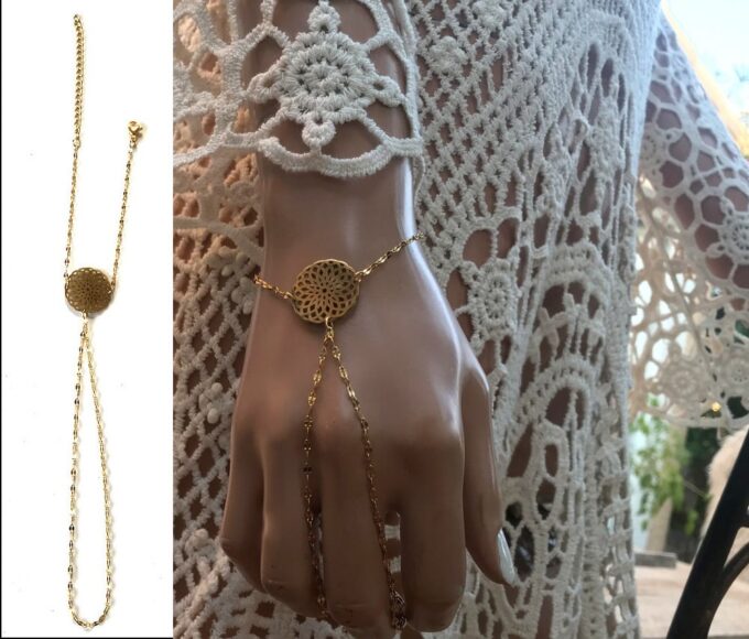 N6729h Bijou bracelet bague femme Acier inoxydable doré plaqué or - Bijoux Bracelets en ligne Ninanina