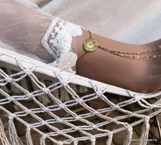 N6730b Bracelet de pied femme Acier inoxydable doré plaqué or - Bijoux Bracelets en ligne Ninanina