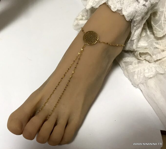 N6730b Bracelet de pied femme doré Acier inoxydable or plaqué - Bijoux Bracelets en ligne Ninanina