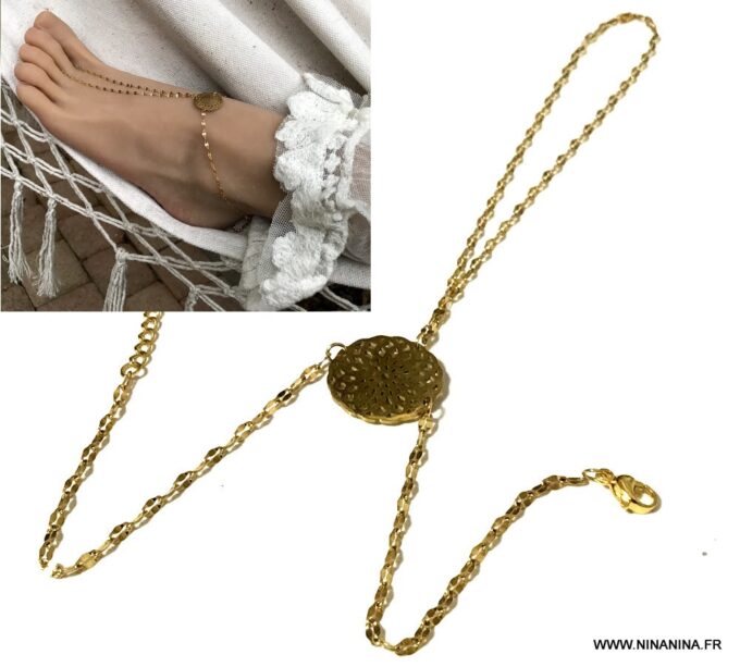 N6730c Bracelet de pied femme doré Acier inoxydable or plaqué - Bijoux Bracelets en ligne Ninanina