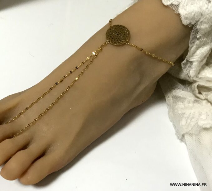 N6730d Bracelet de pied femme doré Acier inoxydable or plaqué - Bijoux Bracelets en ligne Ninanina