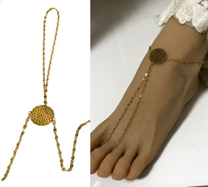 N6730g Bracelet de pied femme doré Acier inoxydable or plaqué - Bijoux Bracelets en ligne Ninanina