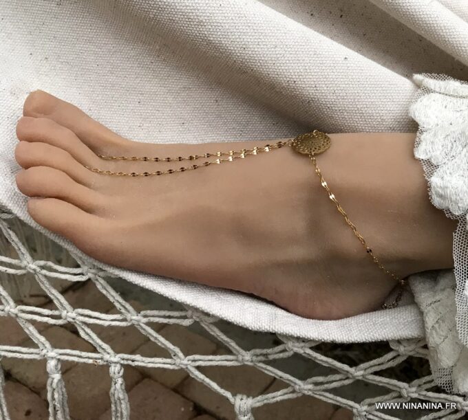 N6730i Bracelet de pied femme doré Acier inoxydable or plaqué - Bijoux Bracelets en ligne Ninanina