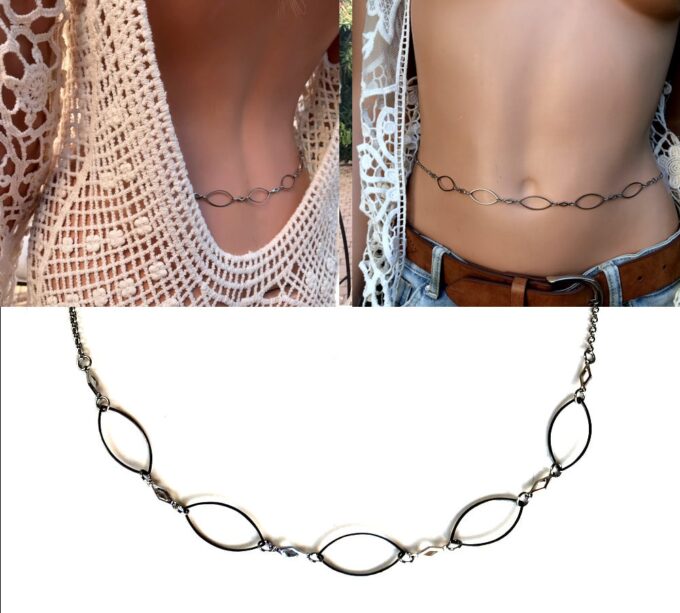 N6733b Collier taille femme acier inoxydable argent - Bijoux Colliers en lignes Ninanina