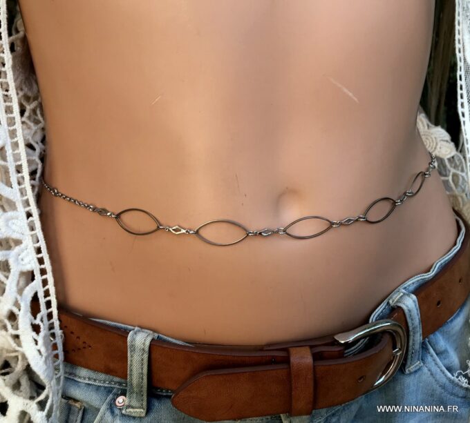 N6733c Collier taille femme acier inoxydable argent - Bijoux Colliers en lignes Ninanina