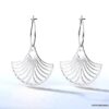 N6737 Boucles d'oreilles éventail acier inoxydable argent pour femme - Bijoux Boucles d oreill