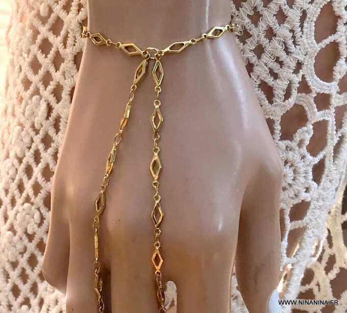 N6739 Parure main doré - bracelet bague acier inoxydable or - Bijoux Bracelets en ligne Ninanina