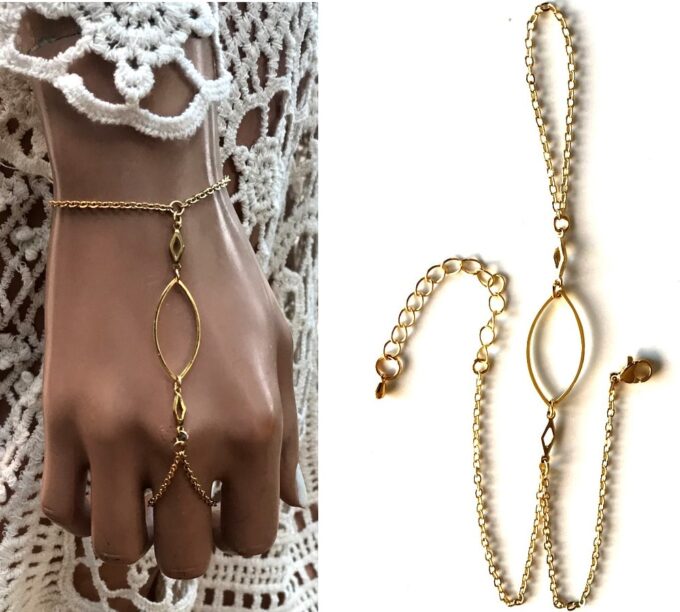 N6740 Bracelet et bague femme doré acier inoxydable or - Bijoux Bracelets Femmes en ligne Ninanina