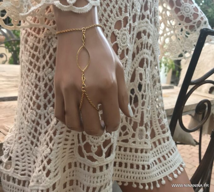 N6740b Bracelet et bague femme doré acier inoxydable or - Bijoux Bracelets en ligne Ninanina