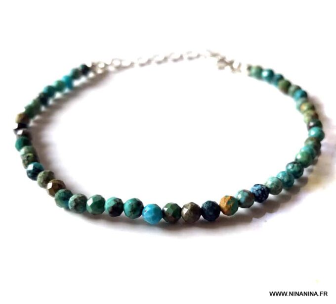 N6741a Bracelet turquoise véritable et argent pour femme - Bijoux Bracelets en ligne Ninanina