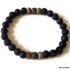 N6761b Bracelet homme pierre de lave oeil de tigre elastique - Bijoux Bracelets en ligne Ninanina