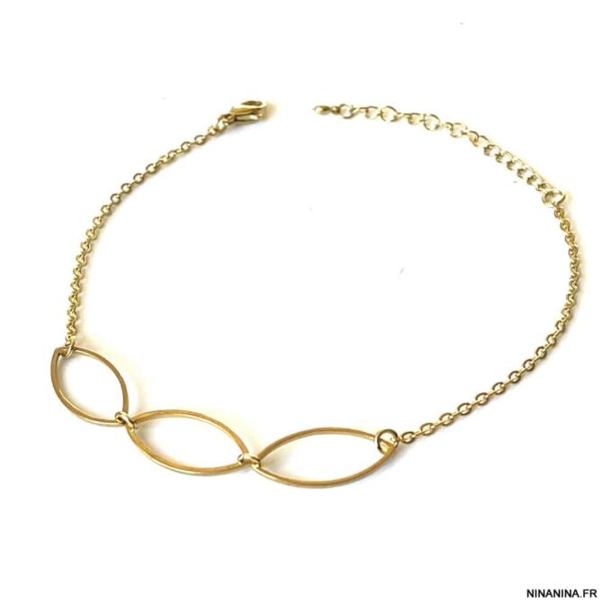 N6773p Chaine autour de la cheville femme plaqué or - Bijoux Bracelets en ligne Ninanina