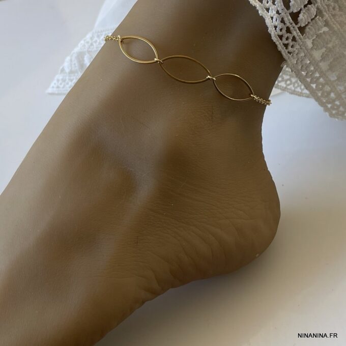 N6773s Chaine autour de la cheville femme plaqué or - Bijoux Bracelets en ligne Ninanina