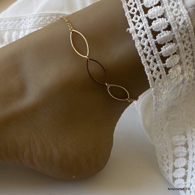 N6773u Chaine autour de la cheville femme plaqué or - Bijoux Bracelets en ligne Ninanina