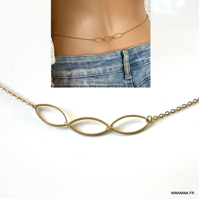 N6774g Chaine hanches femme plaqué or - Bijoux Chaines en ligne Ninanina