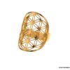 N6778h Bague fleur de vie femme acier doré - Bijoux Bagues en ligne Ninanina