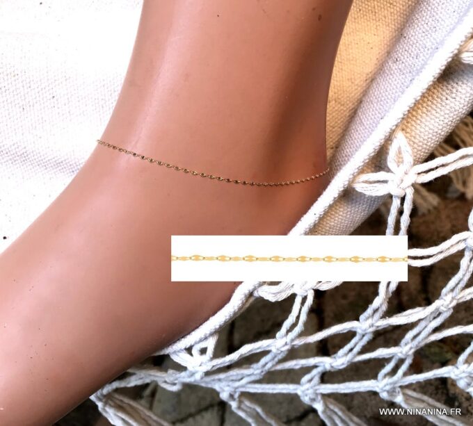 N6780 chaine de cheville or 18 carats femme maille fantaisie - Bijoux Chaines en ligne Ninanina