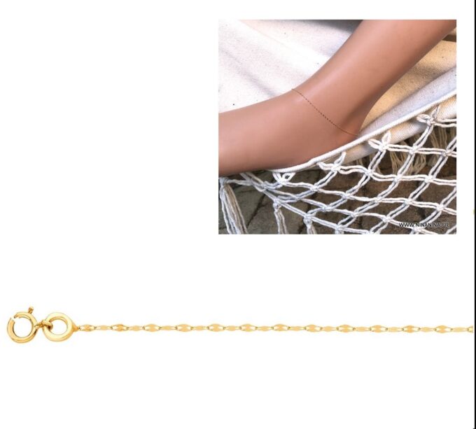 N6780a chaine de cheville or 18 carats femme maille fantaisie - Bijoux Chaines en ligne Ninanina
