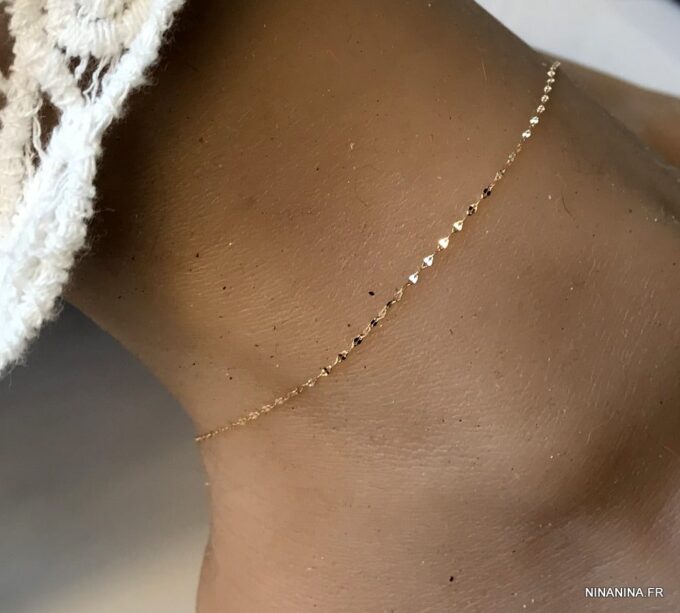 N6780a Chaine de cheville or 18 carats femme maille fantaisie - Bijoux de pieds en ligne Ninanina
