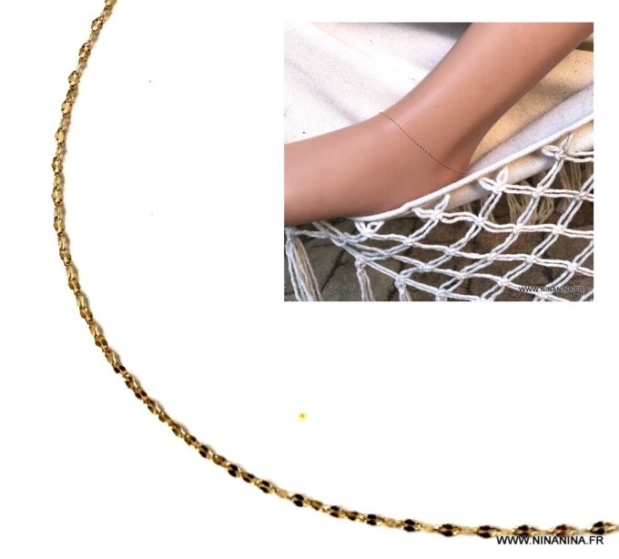 N6780d chaine de cheville or 18 carats femme maille fantaisie - Bijoux Chaines en ligne Ninanina