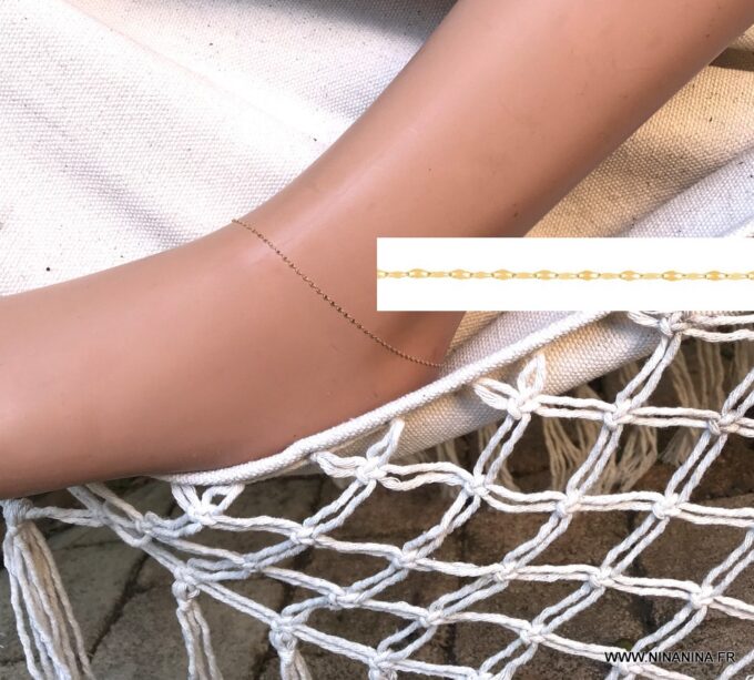 N6780e chaine de cheville or 18 carats femme maille fantaisie - Bijoux Chaines en ligne Ninanina