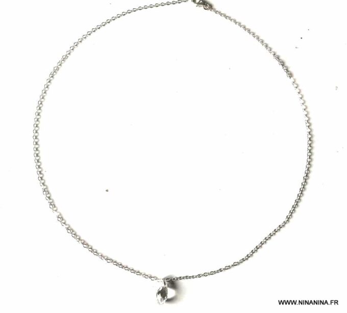 N6789c Ras de cou Swarovski pendentif goutte et Argent 925 pour femme - Bijoux Colliers en ligne Ninanina