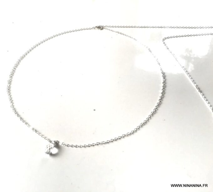 N6790e Collier de dos Swarovski et argent pendentif goutte pour femme - Bijoux Colliers en ligne Ninanina