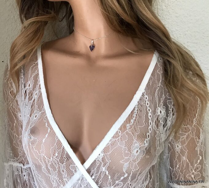 N6794c Ras de cou coeur Swarovski Argent 925 pour femme - Bijoux Colliers en ligne Ninanina