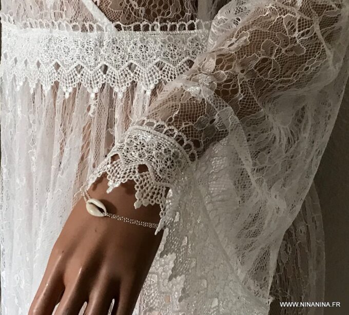 N6795b Bracelet coquillage argent pour femme - Bijoux Bracelets en ligne Ninanina