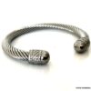 N6796 Bracelet homme tresse acier inoxydable argent jonc ouvert - Bijoux Bracelets en ligne Ninanina