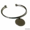 N6797b Jonc Acier avec médaille lisse pour femme - Bijoux Bracelets en ligne Ninanina