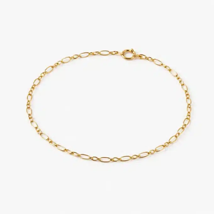 N8599a Chaine de cheville or laminé 14 carats gold filled maille fantaisie - Bijoux de pieds en ligne Ninanina