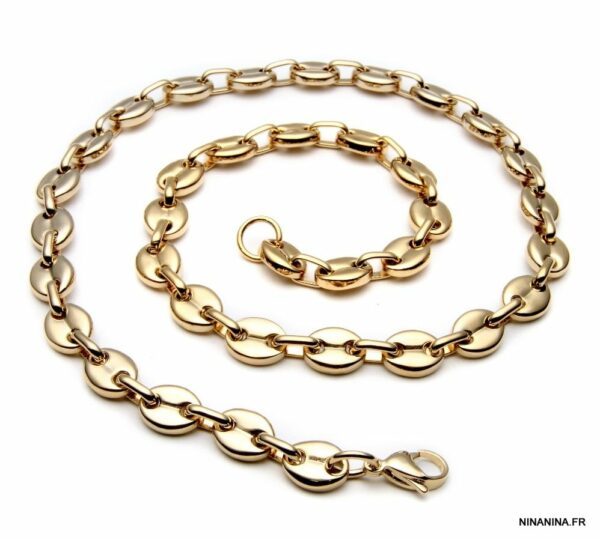 Chaîne Grains De Café En Or 14 Carats – 11,39 Grammes, 45 Cm, Occasion Très Bon état