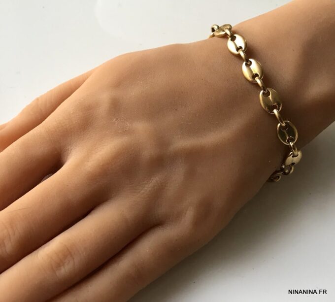 N6576c Bracelet grain de café or plaqué pour homme - Bijoux bracelets-en ligne Ninanina