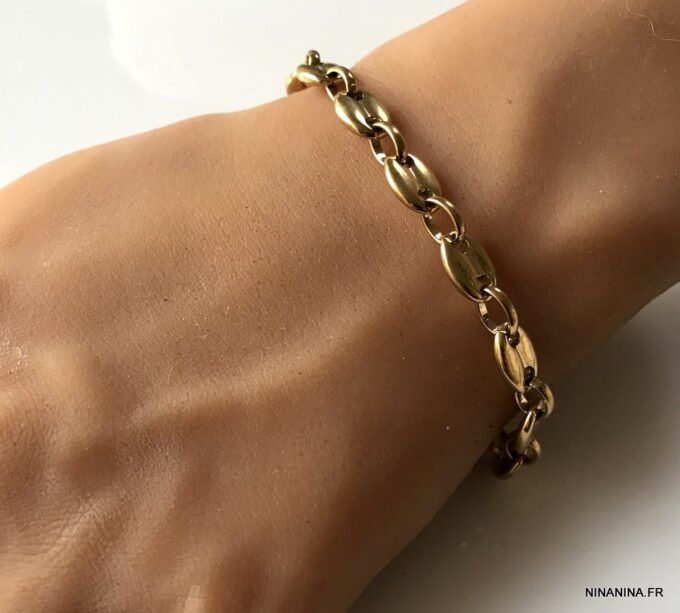 N6576e Bracelet grain de café or plaqué pour homme - Bijoux bracelets-en ligne Ninanina