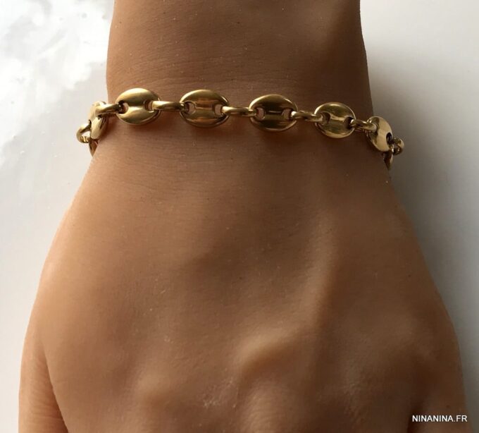 N6576i Bracelet grain de café or plaqué pour homme - Bijoux bracelets-en ligne Ninanina