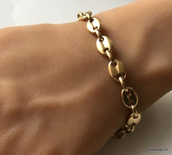 N6576k Bracelet grain de café or plaqué pour homme - Bijoux bracelets-en ligne Ninanina