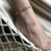 N6786b Chaine au cheville gros maillons plaqué or pour femme doré - Bijoux de pied en ligne Ninanina