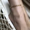 N6786d Chaine au cheville gros maillons plaqué or pour femme doré - Bijoux de pied en ligne Ninanina