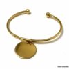 N6799c Bracelet jonc avec medaille Acier doré pour femme - Bijoux Bracelets en ligne Ninanina