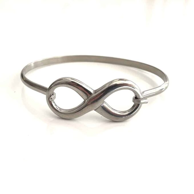 N6802g Jonc infinity acier inoxydable argent - Bracelet infini - Bijoux Bracelets en ligne Ninanina