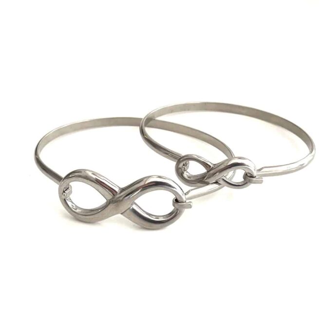 N6802h Jonc infinity acier inoxydable argent - Bracelet infini - Bijoux Bracelets en ligne Ninanina