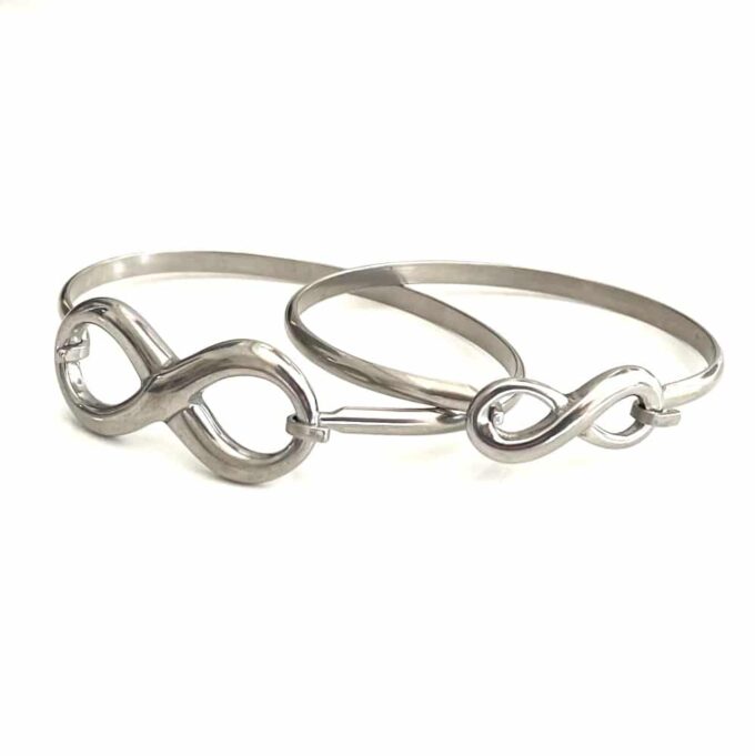 N6802i Jonc infinity acier inoxydable argent - Bracelet infini - Bijoux Bracelets en ligne Ninanina