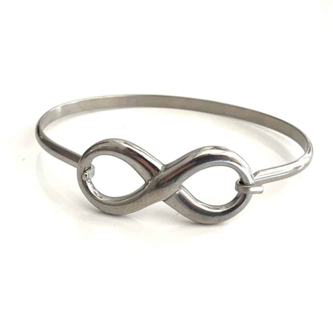 N6802j Jonc infinity acier inoxydable argent - Bracelet infini - Bijoux Bracelets en ligne Ninanina