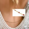 N6803 Chaine de taille perles rouges émaillées sur acier doré - Bijoux Chaines en ligne Ninanina
