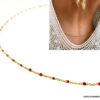 N6803a Chaine de taille perles rouges émaillées sur acier doré - Bijoux Chaines en ligne Ninanina