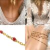 N6803e Chaine de taille perles rouges émaillées sur acier doré - Bijoux Chaines en ligne Ninanina862-001AV